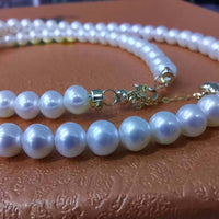 ELEISPL Stunning Small Pearl Necklace White 5mm Near Round Fresh Water Pearl G18K Gold Clasp