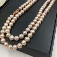 [ELEISPL] 33" Length Sweater Necklace 8-9MM Round Freshwater Pearl Necklace Lavender Beads  #22010022