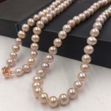 [ELEISPL] 33" Length Sweater Necklace 8-9MM Round Freshwater Pearl Necklace Lavender Beads  #22010022