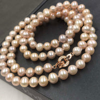 [ELEISPL] 33" Length Sweater Necklace 8-9MM Round Freshwater Pearl Necklace Lavender Beads  #22010022