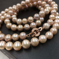 [ELEISPL] 33" Length Sweater Necklace 8-9MM Round Freshwater Pearl Necklace Lavender Beads  #22010022