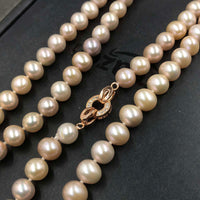 [ELEISPL] 33" Length Sweater Necklace 8-9MM Round Freshwater Pearl Necklace Lavender Beads  #22010022