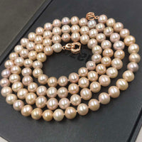 [ELEISPL] 33" Length Sweater Necklace 8-9MM Round Freshwater Pearl Necklace Lavender Beads  #22010022