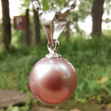 Lots 10 pcs Natural Pink OR Purple Genuine Pearl Pendant  9mm & 10mm Rround Beads Free Chain