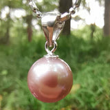 Lots 10 pcs Natural Pink OR Purple Genuine Pearl Pendant  9mm & 10mm Rround Beads Free Chain