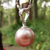 Lots 10 pcs Natural Pink OR Purple Genuine Pearl Pendant  9mm & 10mm Rround Beads Free Chain