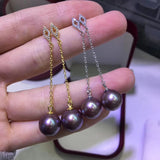 sterling silver 10mm round purple pearl dangle earring s925 style option