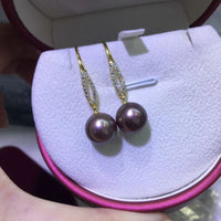 sterling silver 10mm round purple pearl dangle earring s925 style option