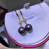 sterling silver 10mm round purple pearl dangle earring s925 style option