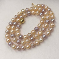 AA [ELEISPL] 17 inch Small 6mm Near Round Freshwater Pearl Necklace Multicolours Beads #22010027