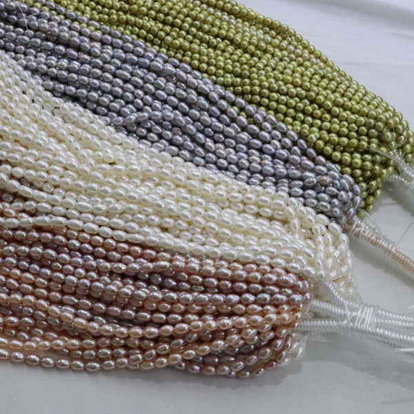 ELEISPL 30 strands white pink purple gray black green freshwater cultured pearl 6-7mm rice shape beads