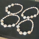 Wholesale Real Pearls Bracelets For Lots 20 Strands 5-6mm Rice Aand 10-12mm Baroque Pearl