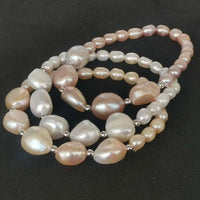 Wholesale Real Pearls Bracelets For Lots 20 Strands 5-6mm Rice Aand 10-12mm Baroque Pearl