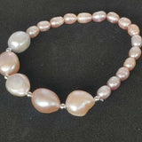 Wholesale Real Pearls Bracelets For Lots 20 Strands 5-6mm Rice Aand 10-12mm Baroque Pearl