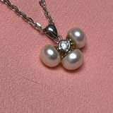 Lovely 7mm White Freshwater Pearl Pendant Choker 38cm Chain Necklace