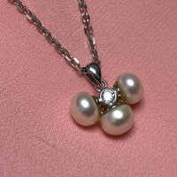 Lovely 7mm White Freshwater Pearl Pendant Choker 38cm Chain Necklace