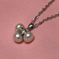 Lovely 7mm White Freshwater Pearl Pendant Choker 38cm Chain Necklace