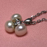 Lovely 7mm White Freshwater Pearl Pendant Choker 38cm Chain Necklace