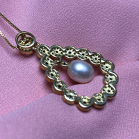 ELEISPL JEWELRY Drop Shape Pendant White FW Pearl Necklace #2300030-3-4