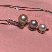 ELEISPL JEWELRY 3-pcs Round Multi Pearls Pendant FW Pearl Silver Chain Necklace #2300030-3-5