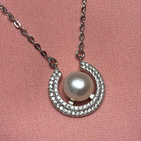 ELEISPL JEWELRY  9MM MOON SHAPE Freshwater Pearl Pendant Necklace 40cm #2300030-3