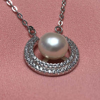 ELEISPL JEWELRY  9MM MOON SHAPE Freshwater Pearl Pendant Necklace 40cm #2300030-3