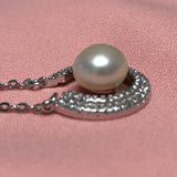 ELEISPL JEWELRY  9MM MOON SHAPE Freshwater Pearl Pendant Necklace 40cm #2300030-3