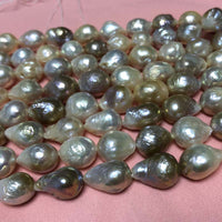 ELEISPL Wholesale 5 Strands 12-14mm Natural Thick Freshwater Nucleated Pearls Loose Strings #2300031