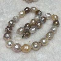 ELEISPL Wholesale 5 Strands 12-14mm Natural Thick Freshwater Nucleated Pearls Loose Strings #2300031