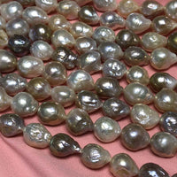 ELEISPL Wholesale 5 Strands 12-14mm Natural Thick Freshwater Nucleated Pearls Loose Strings #2300031