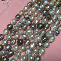 ELEISPL Wholesale 5 Strands 12-14mm Natural Thick Freshwater Nucleated Pearls Loose Strings #2300031