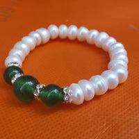 Wholesale 20X Strands 8mm White Fresh Water Pearl Bracelets Stretch style Bangle