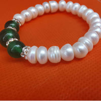 Wholesale 20X Strands 8mm White Fresh Water Pearl Bracelets Stretch style Bangle