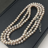 [ELEISPL] Long Style Small 6mm Natural Freshwater Pearl Necklace Natural Purple or White #22010035-36