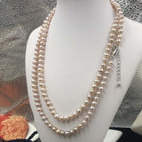 [ELEISPL] Long Style Small 6mm Natural Freshwater Pearl Necklace Natural Purple or White #22010035-36