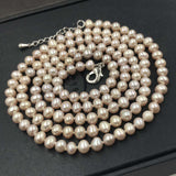 [ELEISPL] Long Style Small 6mm Natural Freshwater Pearl Necklace Natural Purple or White #22010035-36