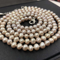 [ELEISPL] Long Style Small 6mm Natural Freshwater Pearl Necklace Natural Purple or White #22010035-36