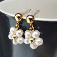 G14KF Love White Fresh Water Pearl Studs&Dangle Earring Flower Stlye NEW Girls Jewellry