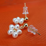 G14KF Love White Fresh Water Pearl Studs&Dangle Earring Flower Stlye NEW Girls Jewellry