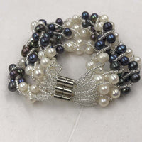 {ELEISPL] Wholesale 7 PCS White&Black Freshwater Pearls Handcraft Bracelets  #220100369