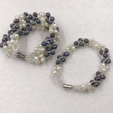 {ELEISPL] Wholesale 7 PCS White&Black Freshwater Pearls Handcraft Bracelets  #220100369