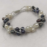 {ELEISPL] Wholesale 7 PCS White&Black Freshwater Pearls Handcraft Bracelets  #220100369