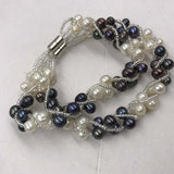 {ELEISPL] Wholesale 7 PCS White&Black Freshwater Pearls Handcraft Bracelets  #220100369