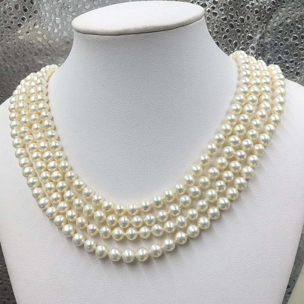 [ELEISPL] Long Style Small 6mm Natural Freshwater Pearl Necklace Natural Purple or White #22010035-36