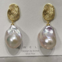 Wholesale 7 Pairs Sterling Silver Gorgeous Baroque Pearl Dangle Earring 16-18*20-22mm