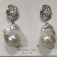 Wholesale 7 Pairs Sterling Silver Gorgeous Baroque Pearl Dangle Earring 16-18*20-22mm