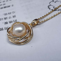 G14K Gold Filled Pendant White Fresh Water Pearl 8mm Beads Free Chain Necklace