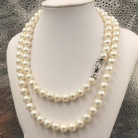 [ELEISPL]  New AA++ 85cm Long 8-9MM Round FW Pearl Necklace  #22010038