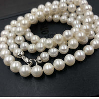 [ELEISPL]  New AA++ 85cm Long 8-9MM Round FW Pearl Necklace  #22010038