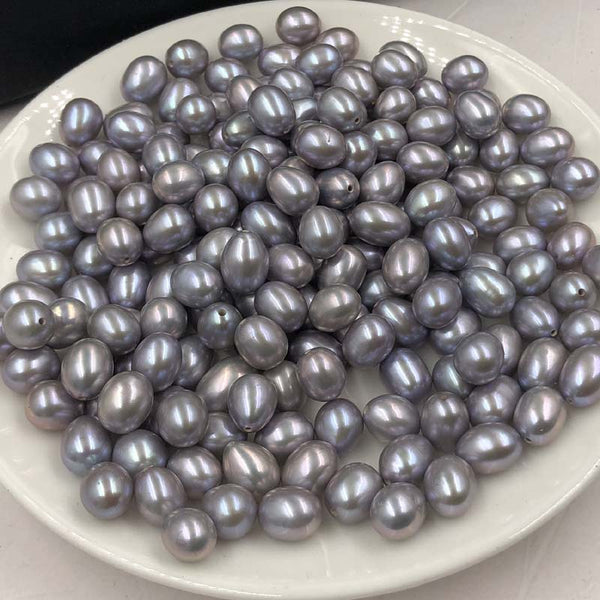 ELEISPL JEWELRY Whlesale 100g Loose Gray Freshwater Pearls Half Drilled Beads Rice Shape  #22010390